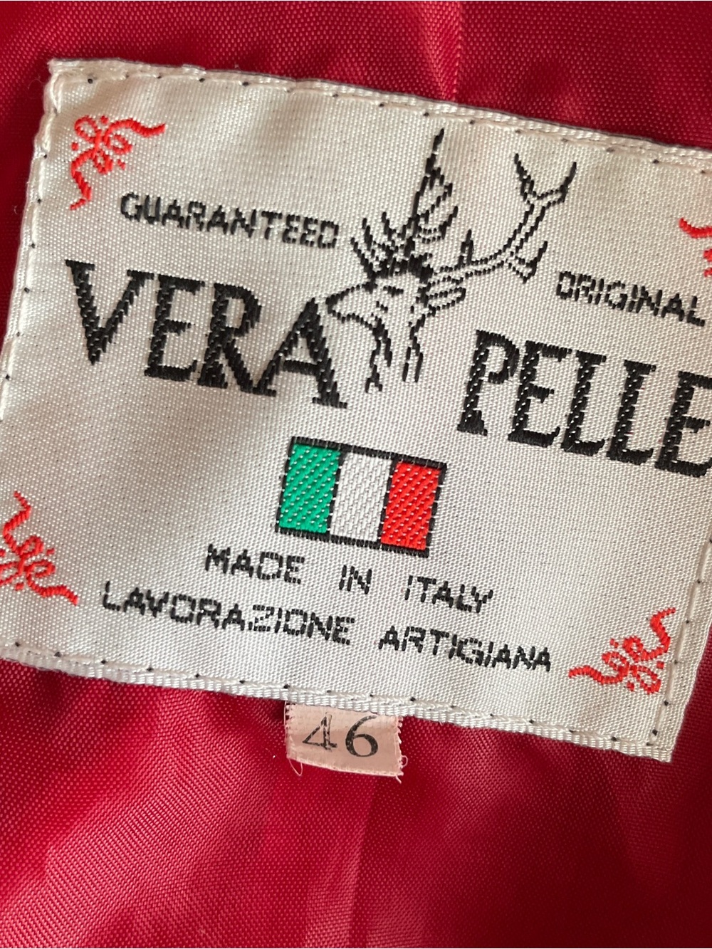 Vera Pelle Leather Moto Jacket Womens Medium Red Genuine Leather Biker Italian - Picture 11 of 11